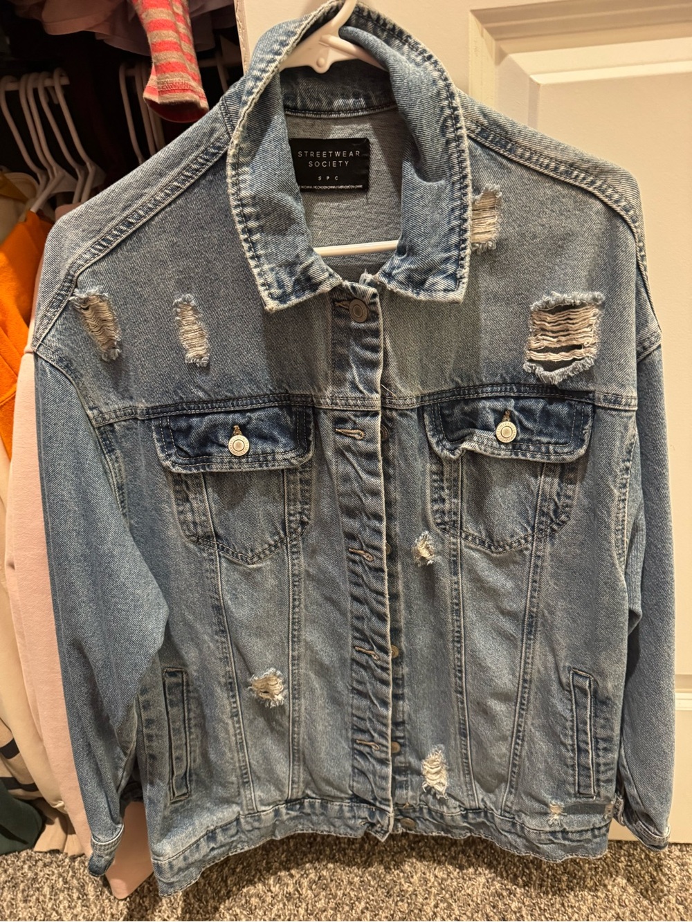 Streetwear Society Light Blue Distressed Denim Jacket - Women
